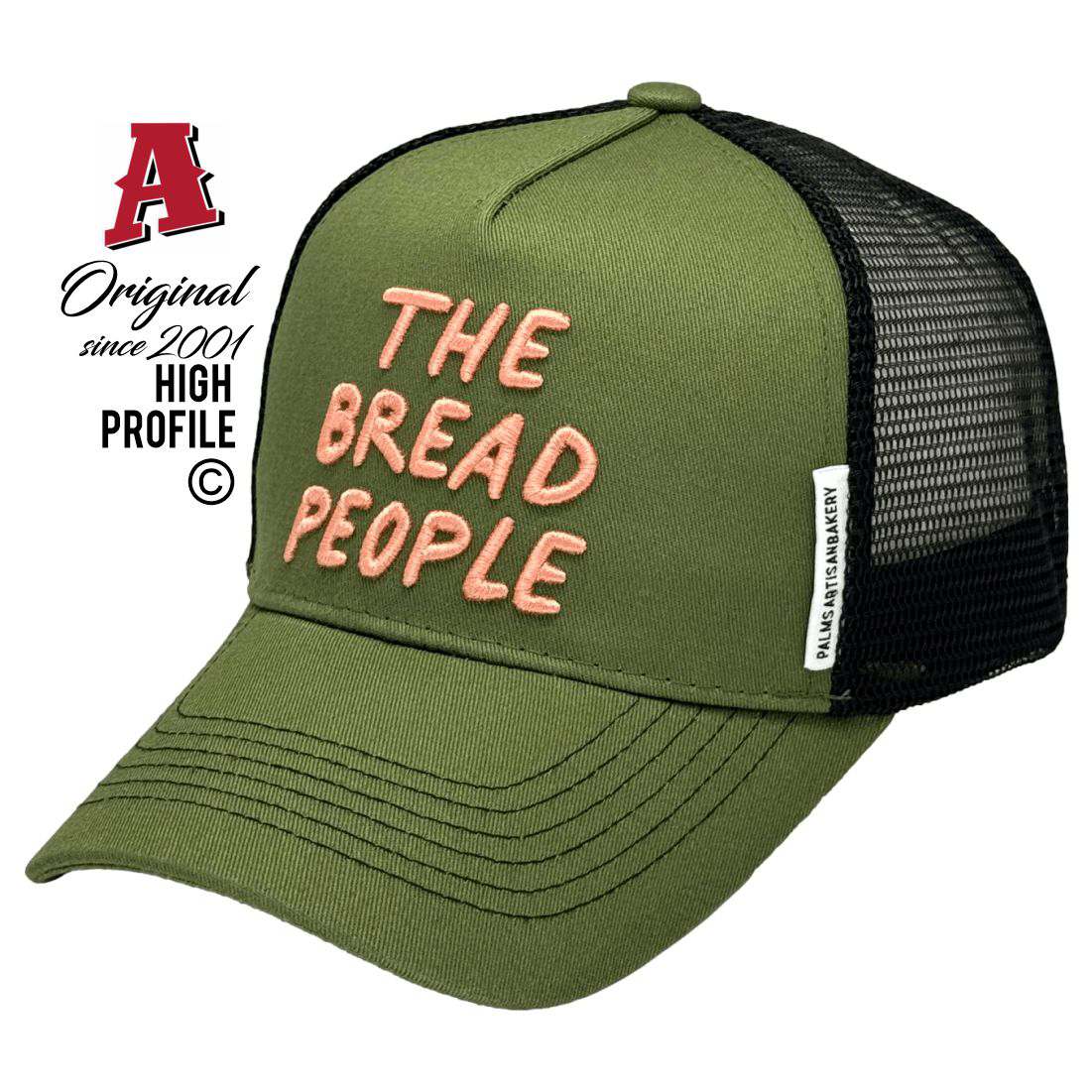 Palm Artisan Bakery Charlotte Bay NSW 2428 LP Basic Aussie Trucker Hats Australian HeadFit Crown & Double SideBands snapback rear closure army green black Small Business