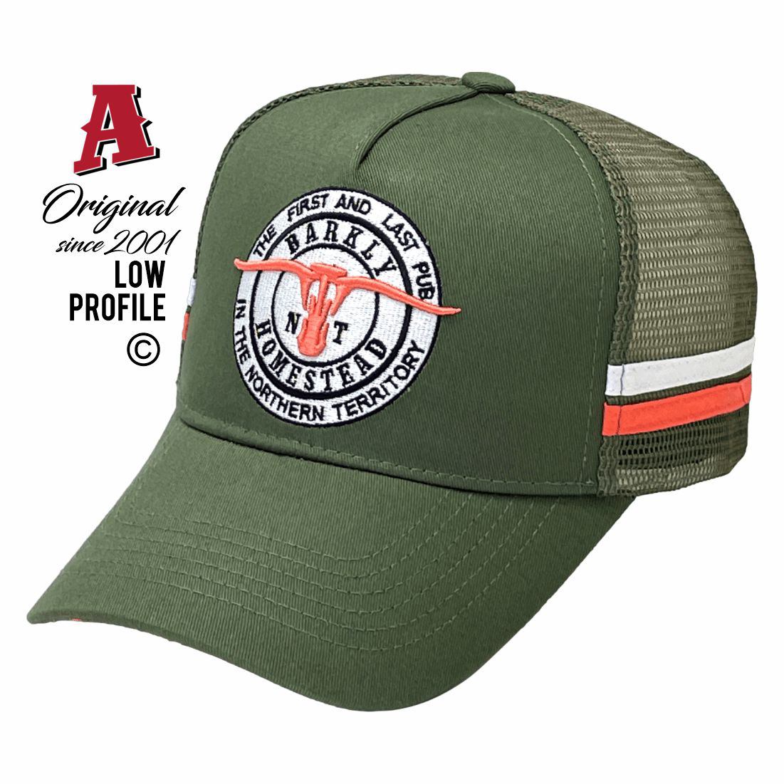 Barkly Homestead Tennant Creek NT 862 LP Midrange Aussie Trucker Hats Australian HeadFit Crown & Double SideBands snapback rear closure sage green Rural Services