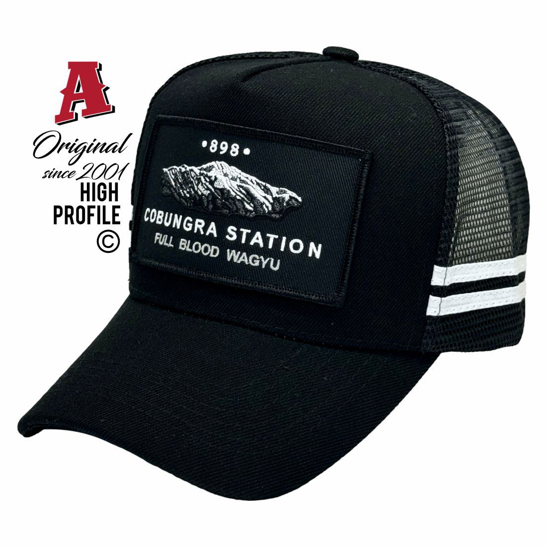 Cobungra Station Full Blood Wagyu Cobungra VIC 3898 HP Basic Aussie Trucker Hats Australian HeadFit Crown & Double SideBands snapback rear closure black Livestock