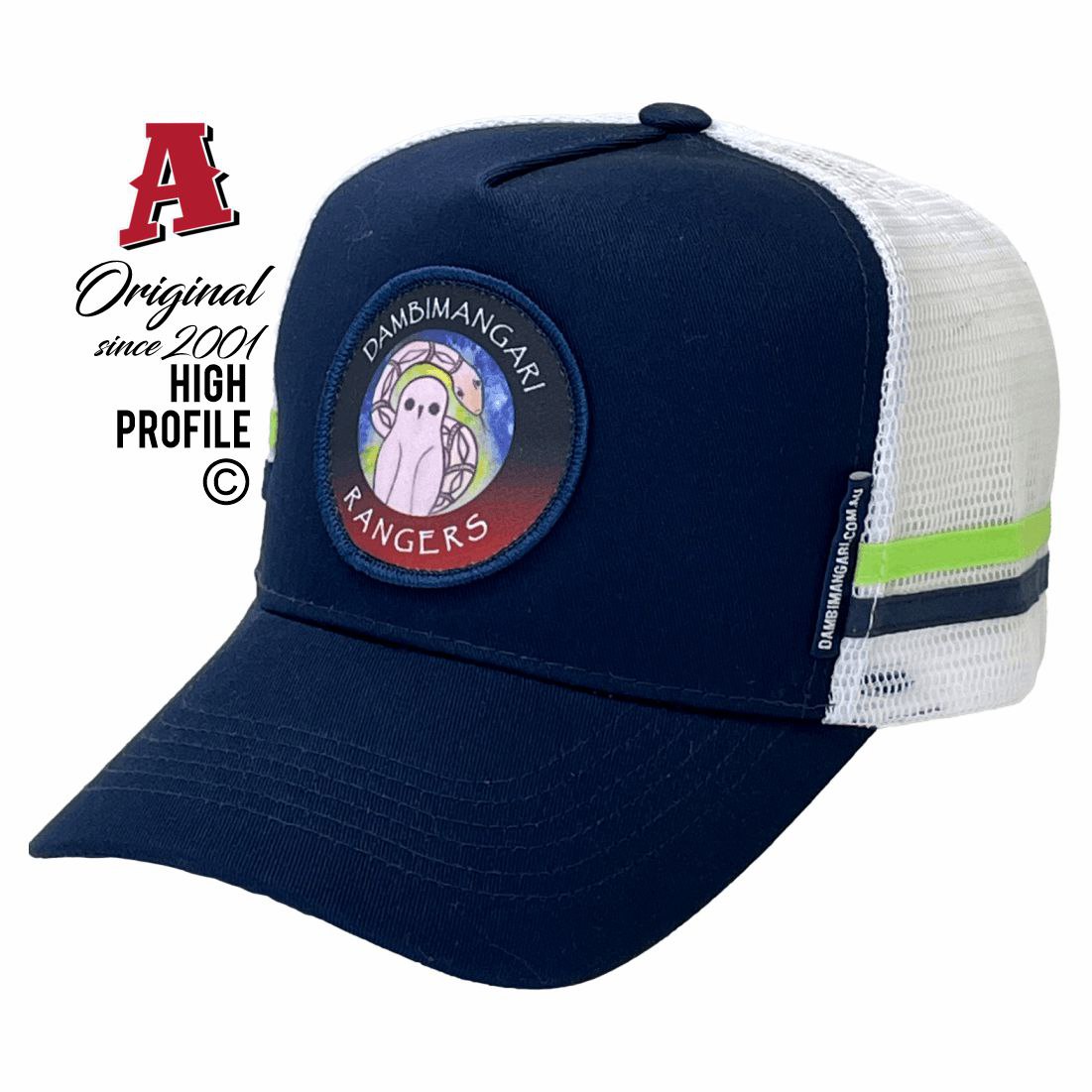 Dambimangari Derby WA 6728 HP Midrange Aussie Trucker Hats Australian HeadFit Crown & Double SideBands snapback rear closure navy white Local Events