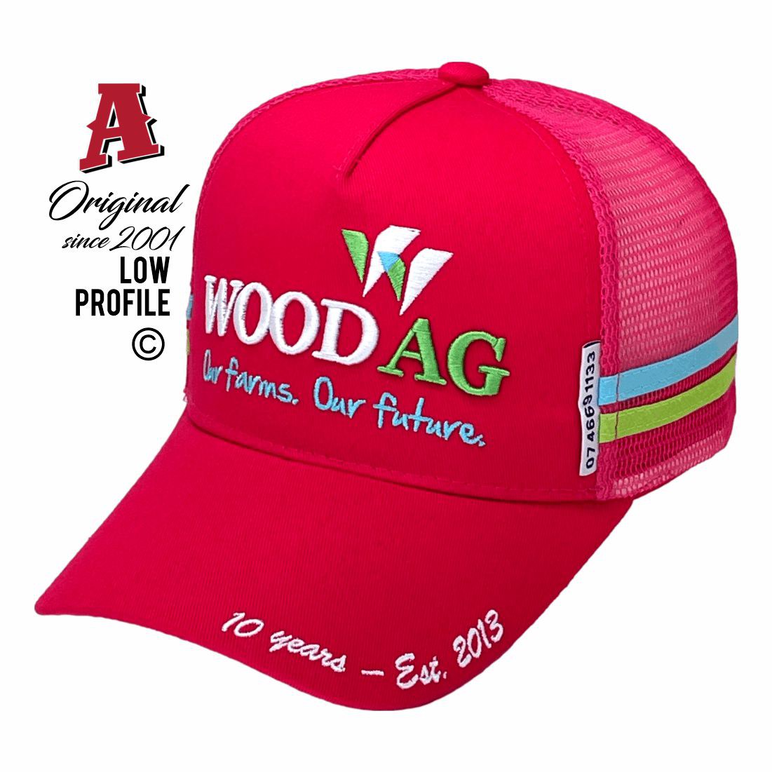 Wood Ag Chinchilla QLD 4413 LP Midrange with flat and 3D embroidery Aussie Trucker Hats Australian HeadFit Crown & Double SideBands snapback rear closure hot pink Livestock