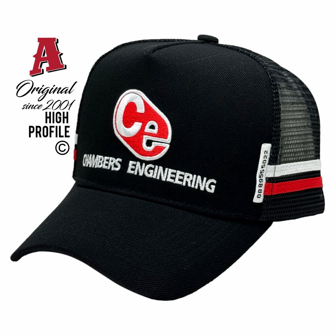 Chambers Engineering Services Alice Springs NT 0870 HP Midrange Aussie Trucker Hats Australian HeadFit Crown & Double SideBands snapback rear closure black Construction