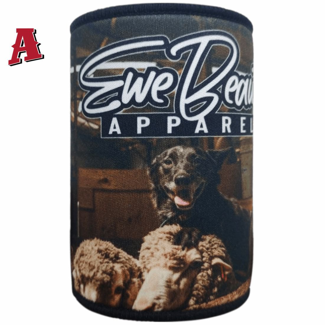 Ewe Beauty Apparel Ballan Vic 3342 Aussie Custom Stubby Holder, Koozie, 5mm Premium Neoprene with Glued & Stitched Seams Black black printed Small Business