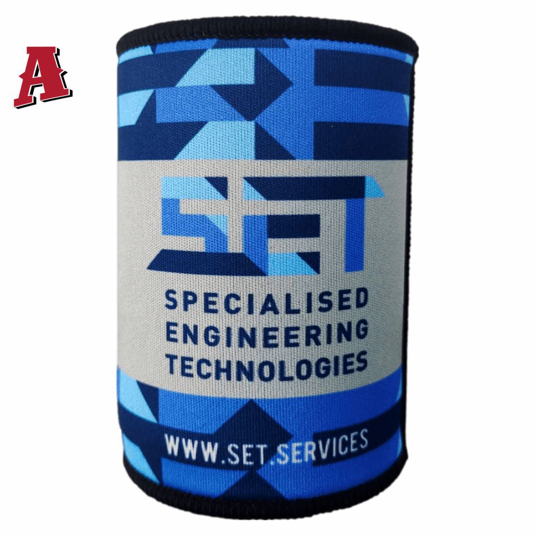 SET Specialised Engineering Technologies Calen QLD 4798 Aussie Custom Stubby Holder, Koozie, 5mm Premium Neoprene with Glued & Stitched Seams Black blue grey Machinery
