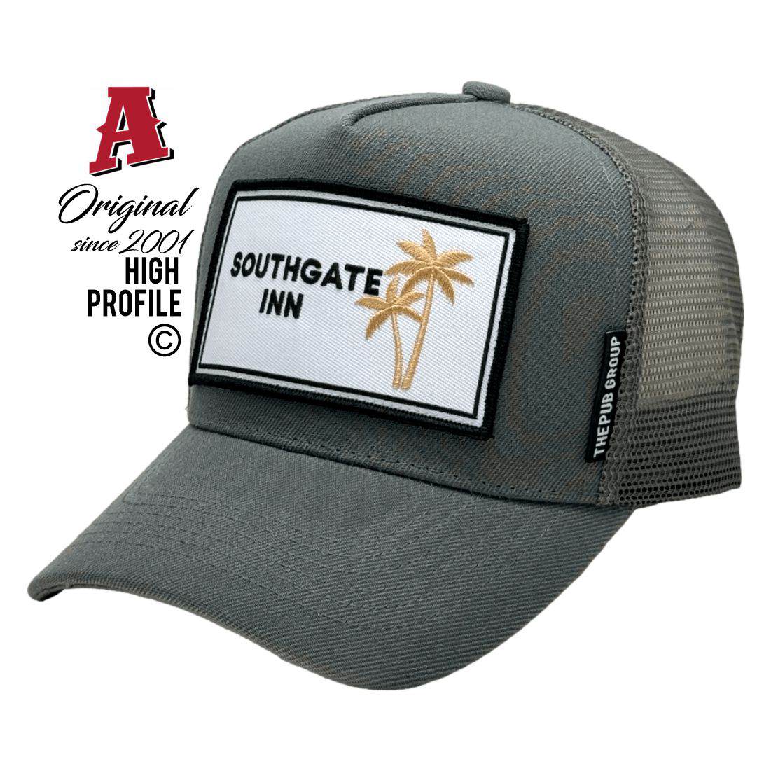 Southgate Inn South Tamworth NSW 2340 HP basic Aussie Trucker Hats Australian HeadFit Crown & Double SideBands snapback rear closure charcoal grey Small Business