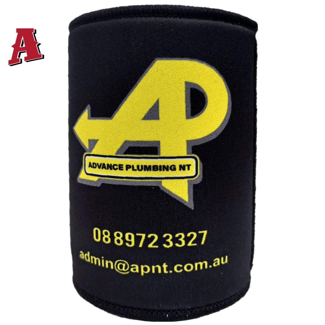 Advanced Plumbing NT Katherine NT 0851 Aussie Custom Stubby Holder, Koozie, 5mm Premium Neoprene with Glued & Stitched Seams Black black Trades