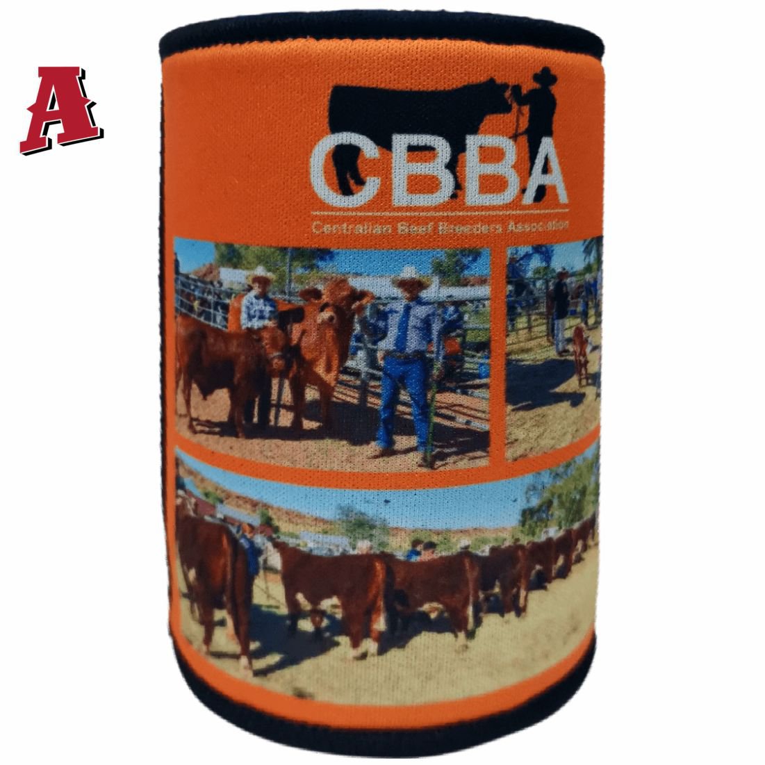 Centralian Beef Breeders Association Ciccone NT 0870 Aussie Custom Stubby Holder, Koozie, 5mm Premium Neoprene with Glued & Stitched Seams Black Livestock