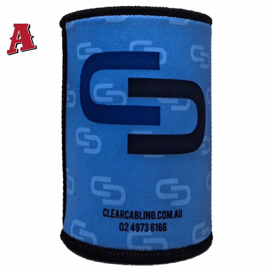 Clear Cabling Solutions Morisset NSW 2264 Aussie Custom Stubby Holder, Koozie, 5mm Premium Neoprene with Glued & Stitched Seams Black light blue Construction