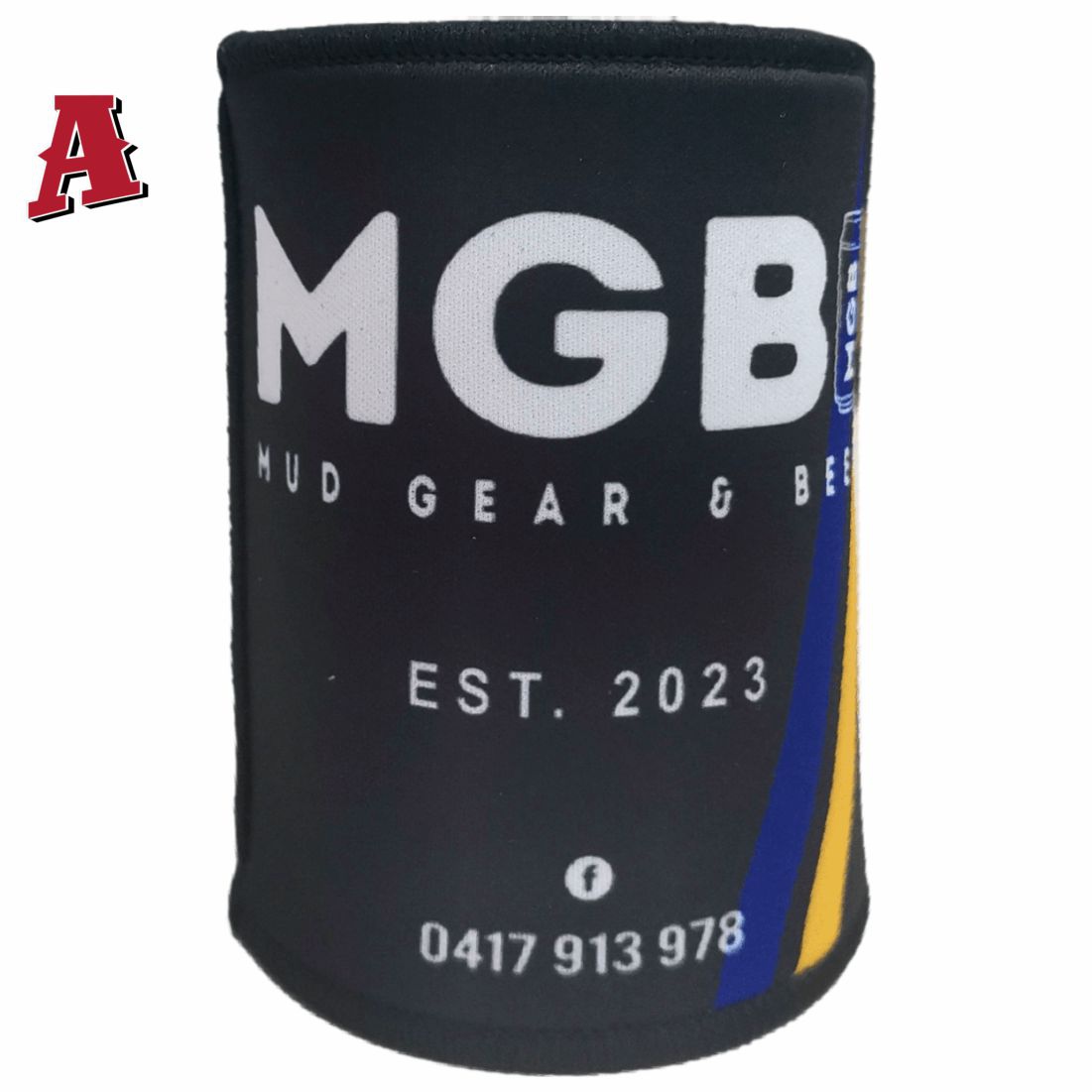 Mud Gear & Beer West Ballina NSW 2478 Aussie Custom Stubby Holder, Koozie, 5mm Premium Neoprene with Glued & Stitched Seams Black black Small Business