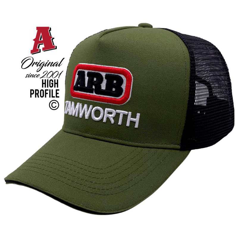 ARB Tamworth Tamworth NSW 2340 HP Midrange Aussie Trucker Hats with Double Side Bands and Australian HeadFit Crown & Sandwich Brim Dark green Black Transport
