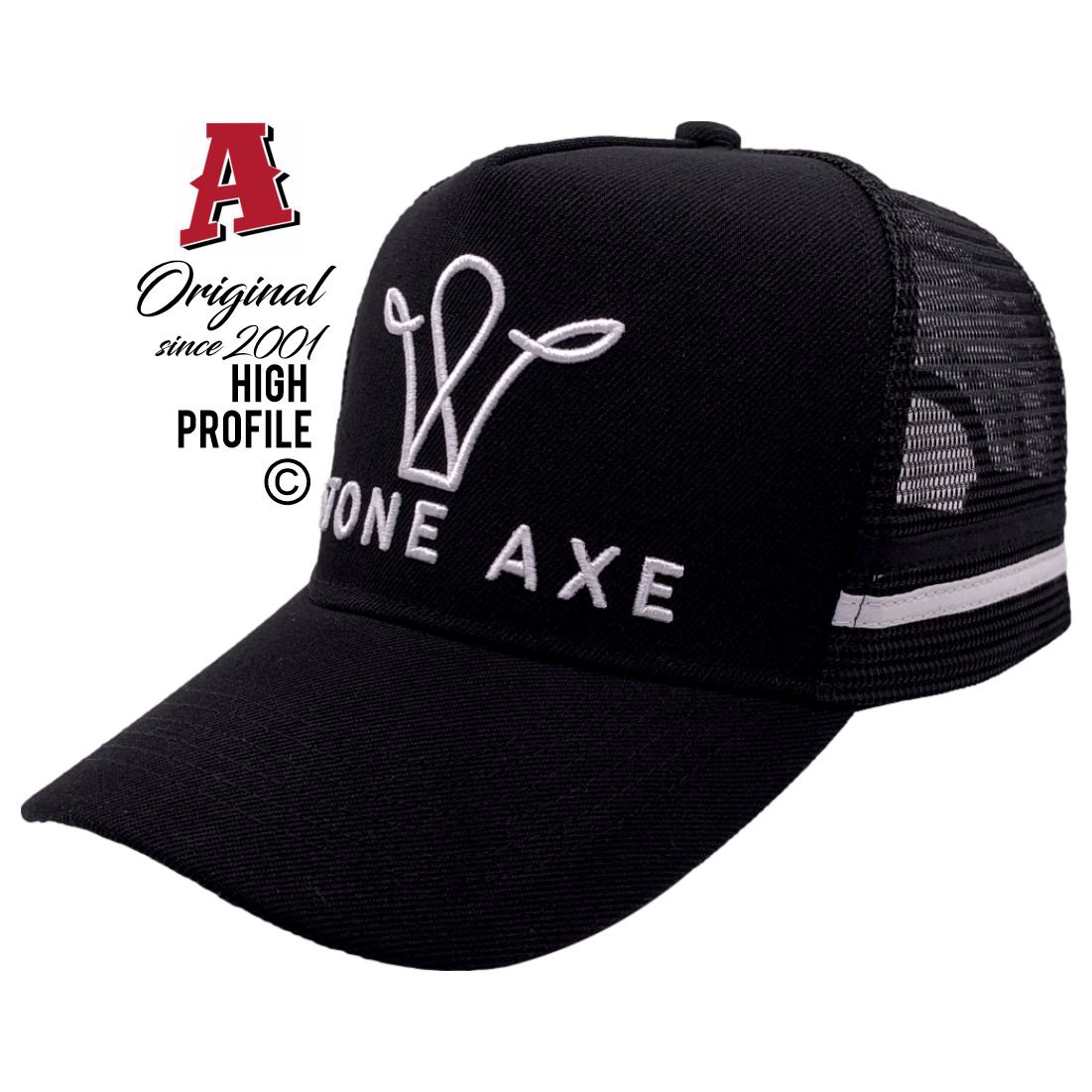 Stone Axe Pastoral Company Omeo VIC 3898 HP Midrange Aussie Trucker Hats Australian Head Fit Crown & Double SideBands snapback rear closure black livestock