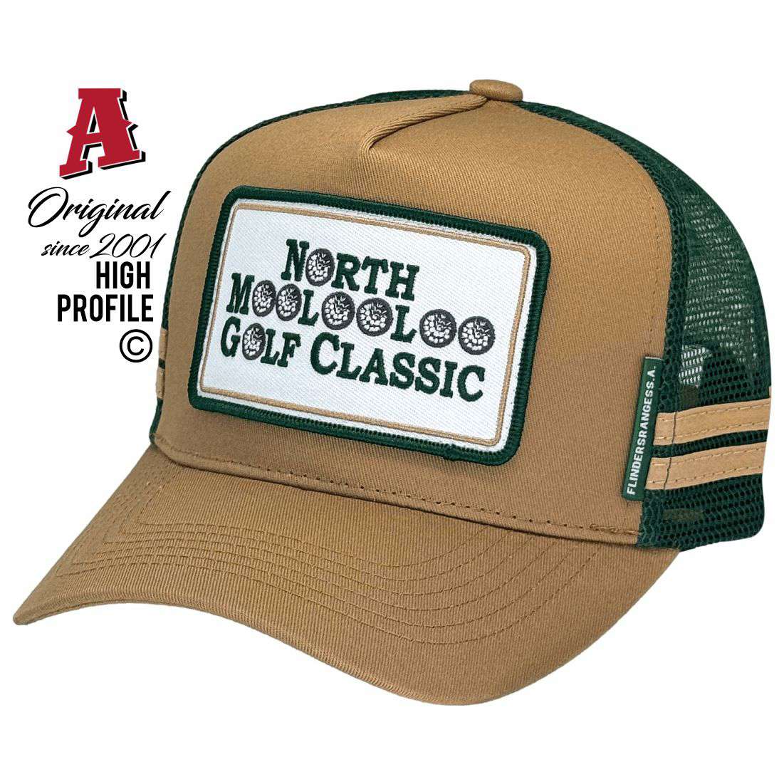 North Moolooloo Golf Day SA 5730 HP Basic Aussie Trucker Hats Australian Head Fit Crown & Double SideBands snapback rear closure khaki bottle green Local Events