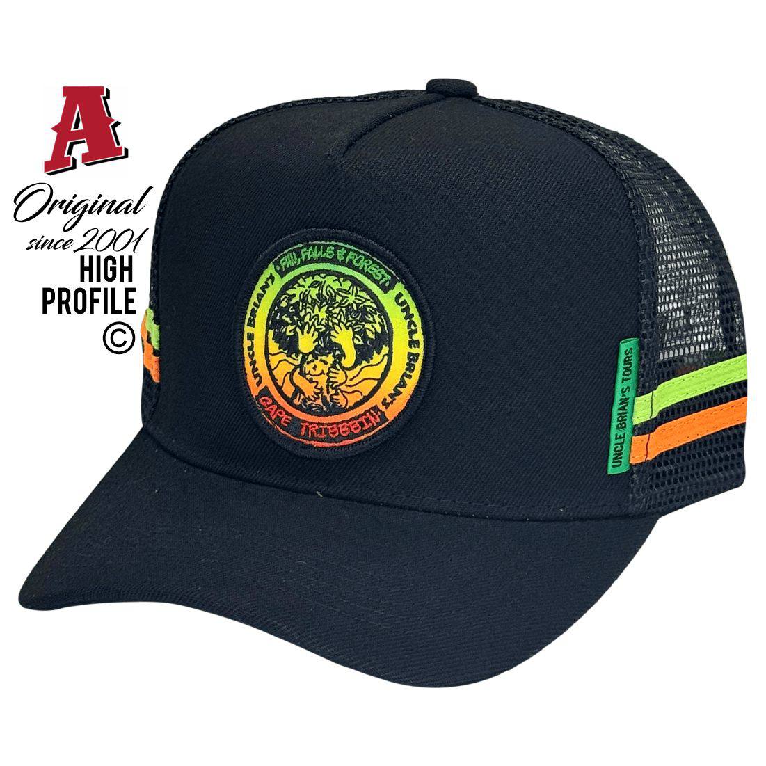 Uncle Brian's Cairns City QLD 4870 HP Basic Aussie Trucker Hats Australian Head Fit Crown & Double SideBands snapback rear closure black Rural Services