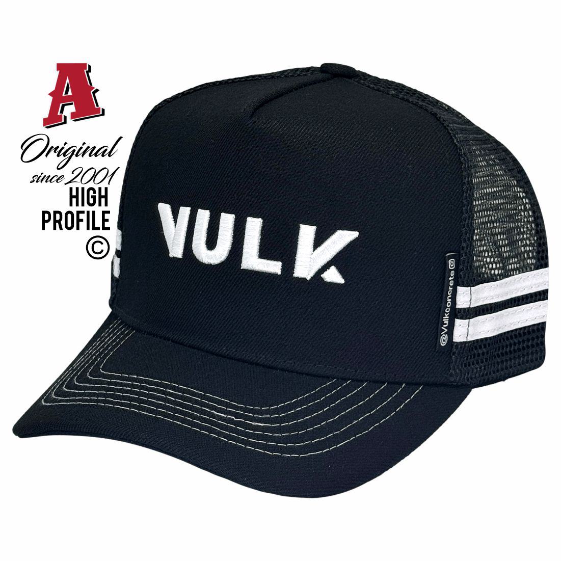 VULK Lonsdale SA 5160 HP Basic Aussie Trucker Hats Australian Head Fit Crown & Double SideBands snapback rear closure black Construction