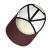Top-down view of basic trucker hat showing the mesh crown construction with radiating black panels dividing white and cream-colored sections. The maroon snap button closure system is visible in the center of the mesh back.